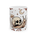 Skeleton Snail Mug Halloween Horror Gift Women Retro Mug Snail Mug Horror Fan Creepy Graphic Mug Sketch Toadstool Mug