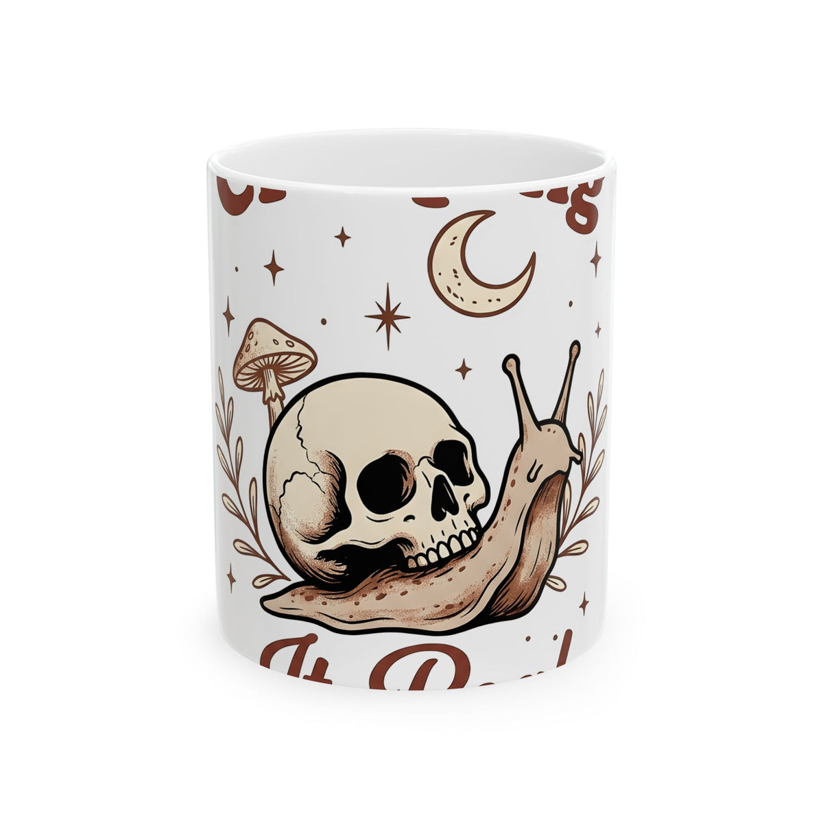 Skeleton Snail Mug Halloween Horror Gift Women Retro Mug Snail Mug Horror Fan Creepy Graphic Mug Sketch Toadstool Mug
