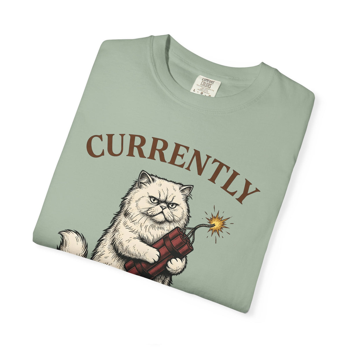 Upset Cat T-Shirt Funny Wildlife Gift Women Old School T-Shirt Angry Cat T-Shirt Humor Fan Vintage T-Shirt Animal Graphic Doodle Explosion T-Shirt