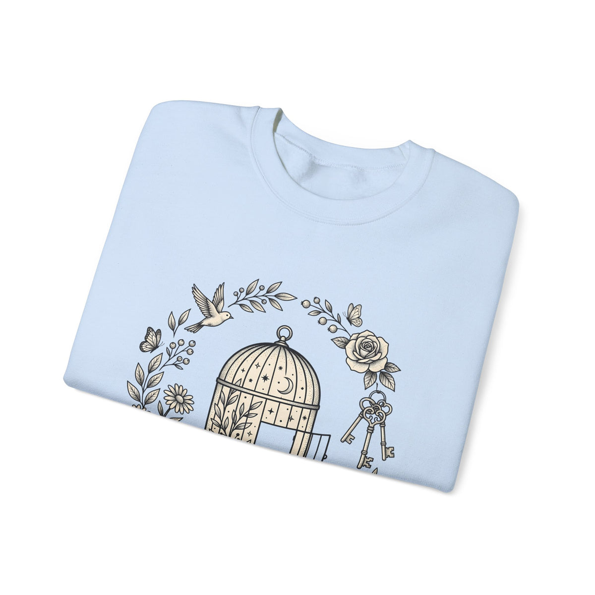 Cage Bird Sweatshirt Floral Environment Gift Women Earthy Sweatshirt Aviary Sweatshirt Flower Fan Botanical Sweatshirt Eco Graphic Antique Bloom Sweatshirt