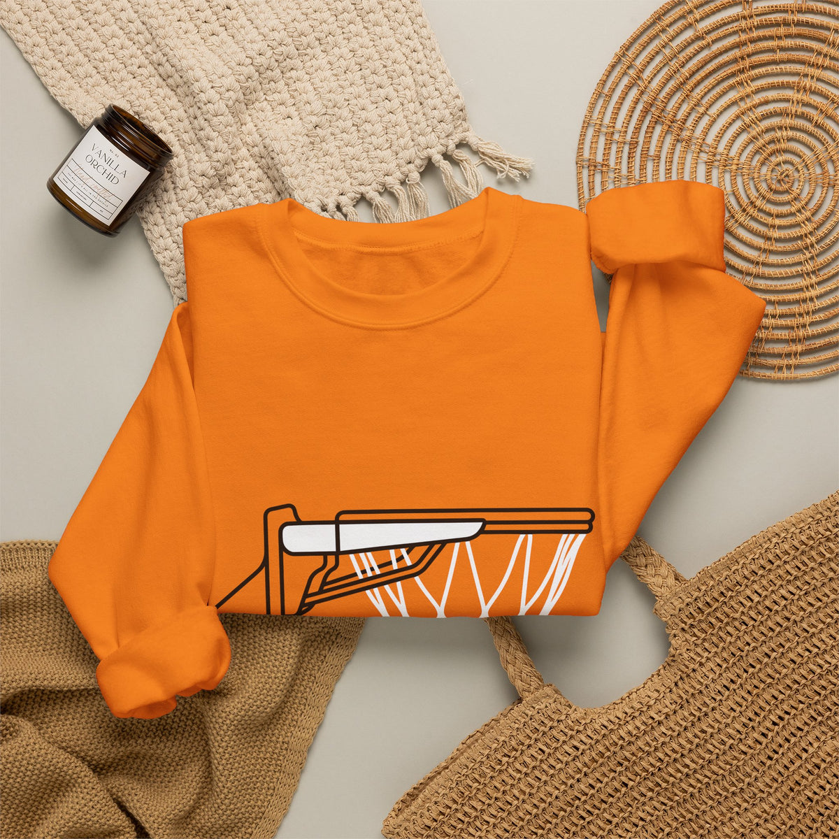 Basketball Goal Sweatshirt Sports Athletics Gift Women Modern Sweatshirt Hoop Sweatshirt Athlete Enthusiast Contemporary Sweatshirt Fitness Graphic Sketch