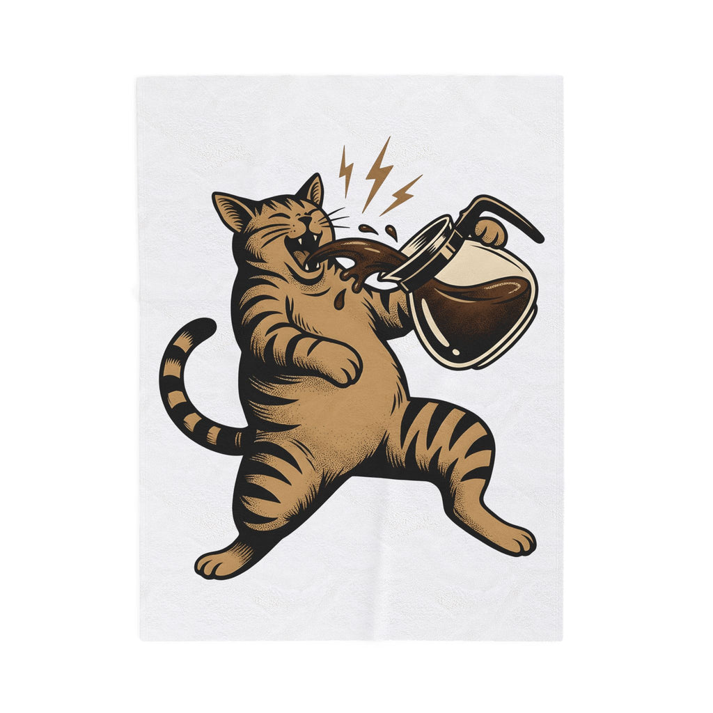 Orange Cat Blanket Cat Espresso Gift Women Rustic Blanket Kitty Blanket Cat Fan Feline Blanket Coffee Graphic Farmhouse Teapot Blanket