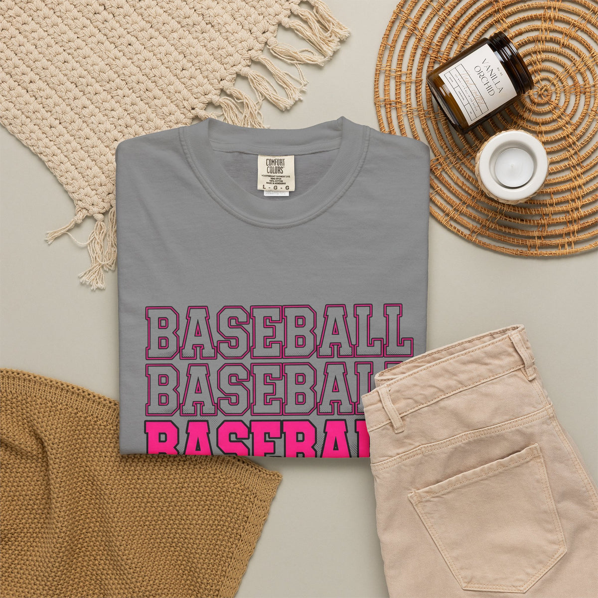 Baseball Lettering T-Shirt Moms Athletics Gift Women Strong T-Shirt Lettering T-Shirt Mom Fan Bold T-Shirt Sports Graphic Vintage Pink Highlight