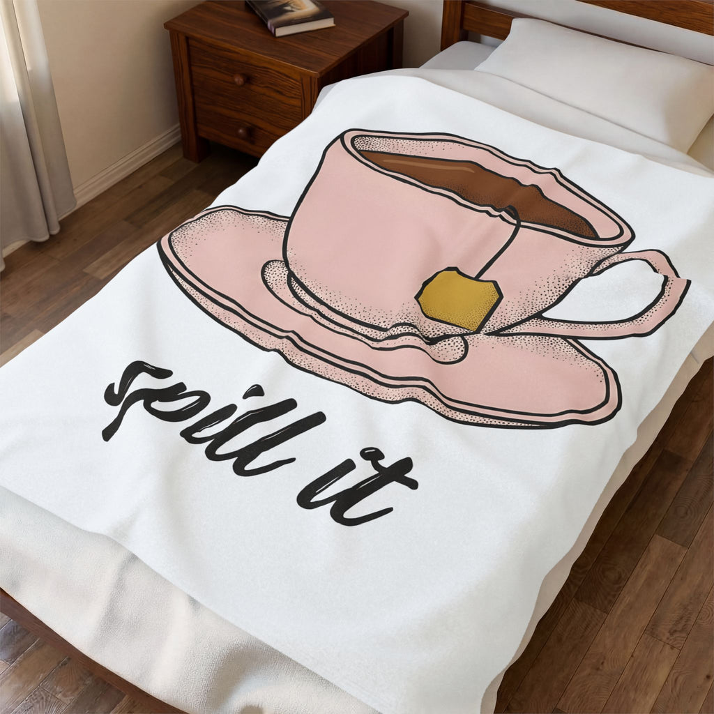 Tea Cup Blanket Drinks Foodie Gift Women Hand Drawn Blanket Teacup Blanket Beverage Fan Illustrated Blanket Food Graphic Minimalist Tea Blanket Blanket