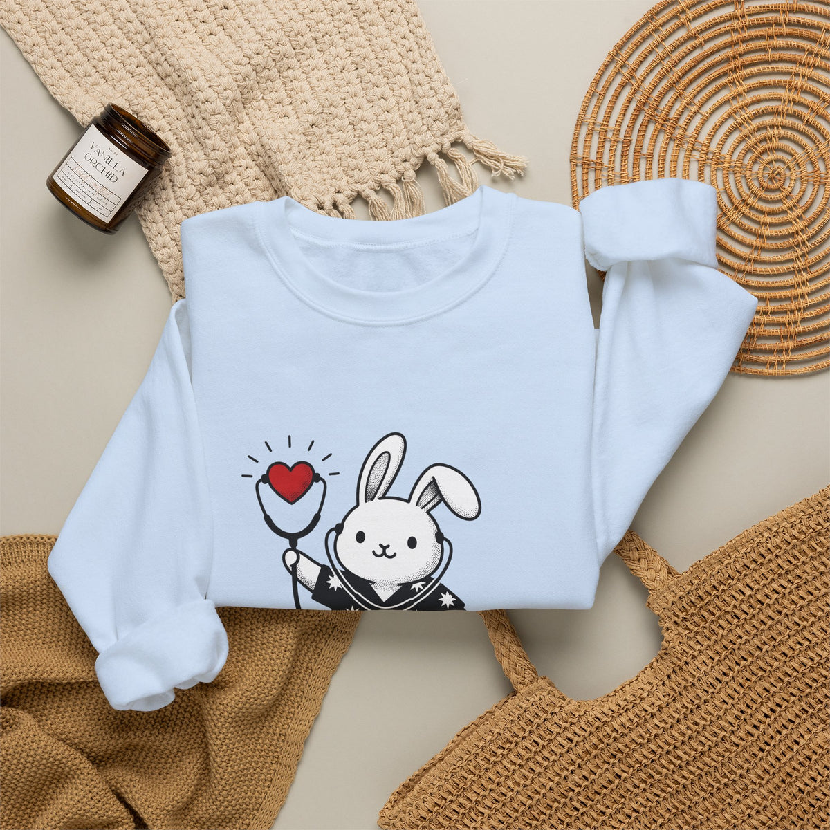 Rabbit Doctor Sweatshirt Nurses Pet Gift Women Kawaii Sweatshirt Bunny Doctor Sweatshirt