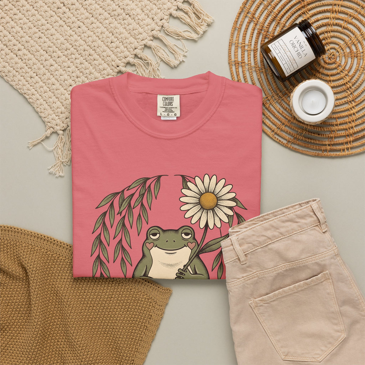 Frog Flower Cute Animal Gift Boho Toad T T-Shirt