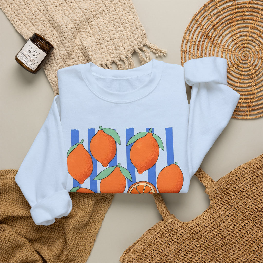 Lemon Fruit Sweatshirt Drinks Vacation Gift Women Cartoon Sweatshirt Citrus Sweatshirt Beverage Fan Cocktail Graphic Classic Orange Segment Sweatshirt