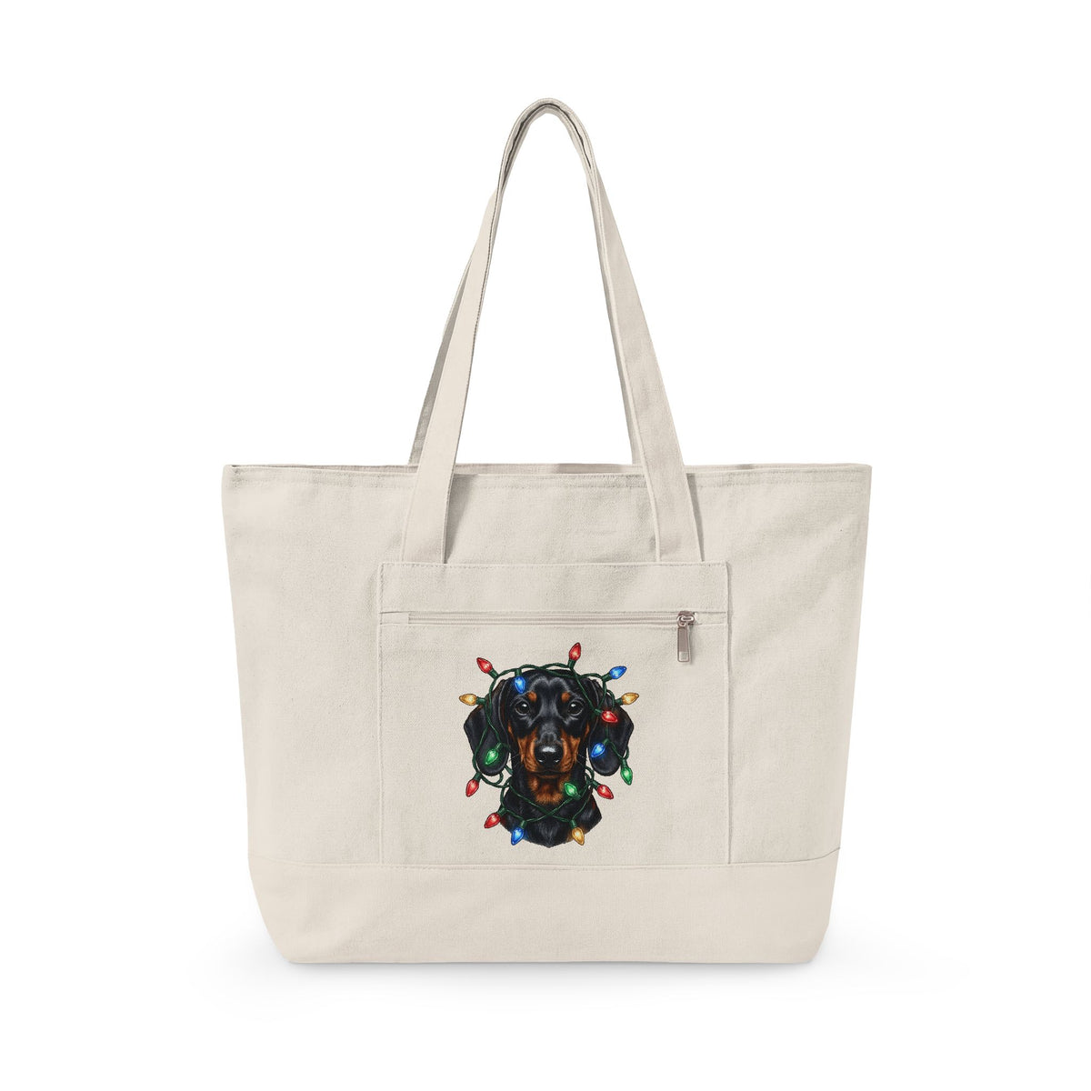 Dachshund Dog Tote Bag Dog Holiday Gift Women Realistic Tote Bag Wiener Dog Tote Bag Dog Fan Photorealistic Tote Bag Christmas Graphic Hand Drawn
