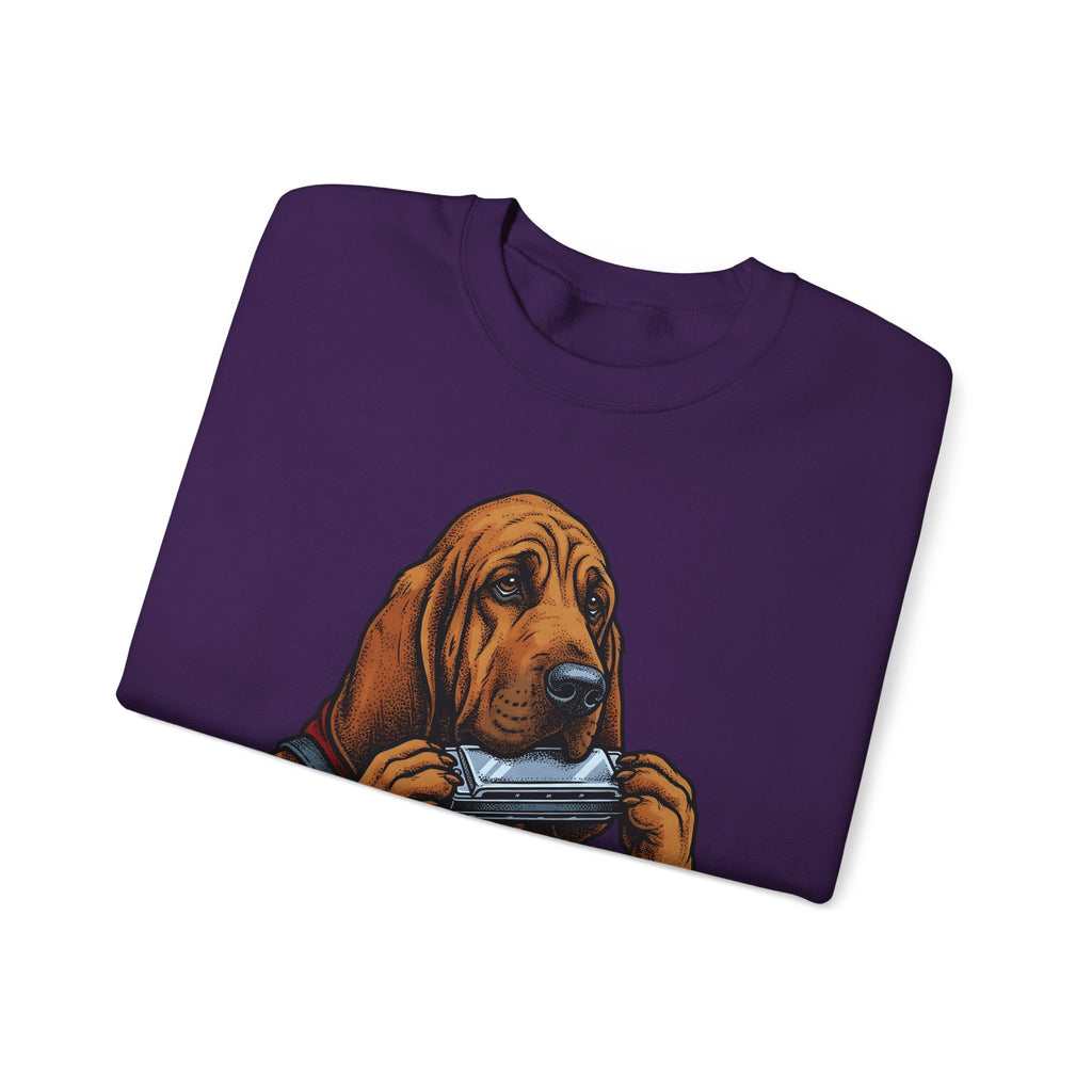 Bloodhound Canine Sweatshirt Dog Songs Gift Women Rustic Sweatshirt Hound Sweatshirt Dog Fan Coonhound Graphic Sweatshirt Cartoon Mouth Harp Sweatshirt