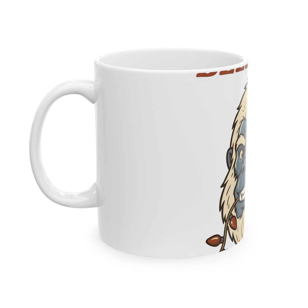 Abominable Snowman Face Mug Christmas Jokes Gift Women Comic Mug Yeti Mug Xmas Fan Cartoon Mug Pun Graphic Retro Holiday Lights