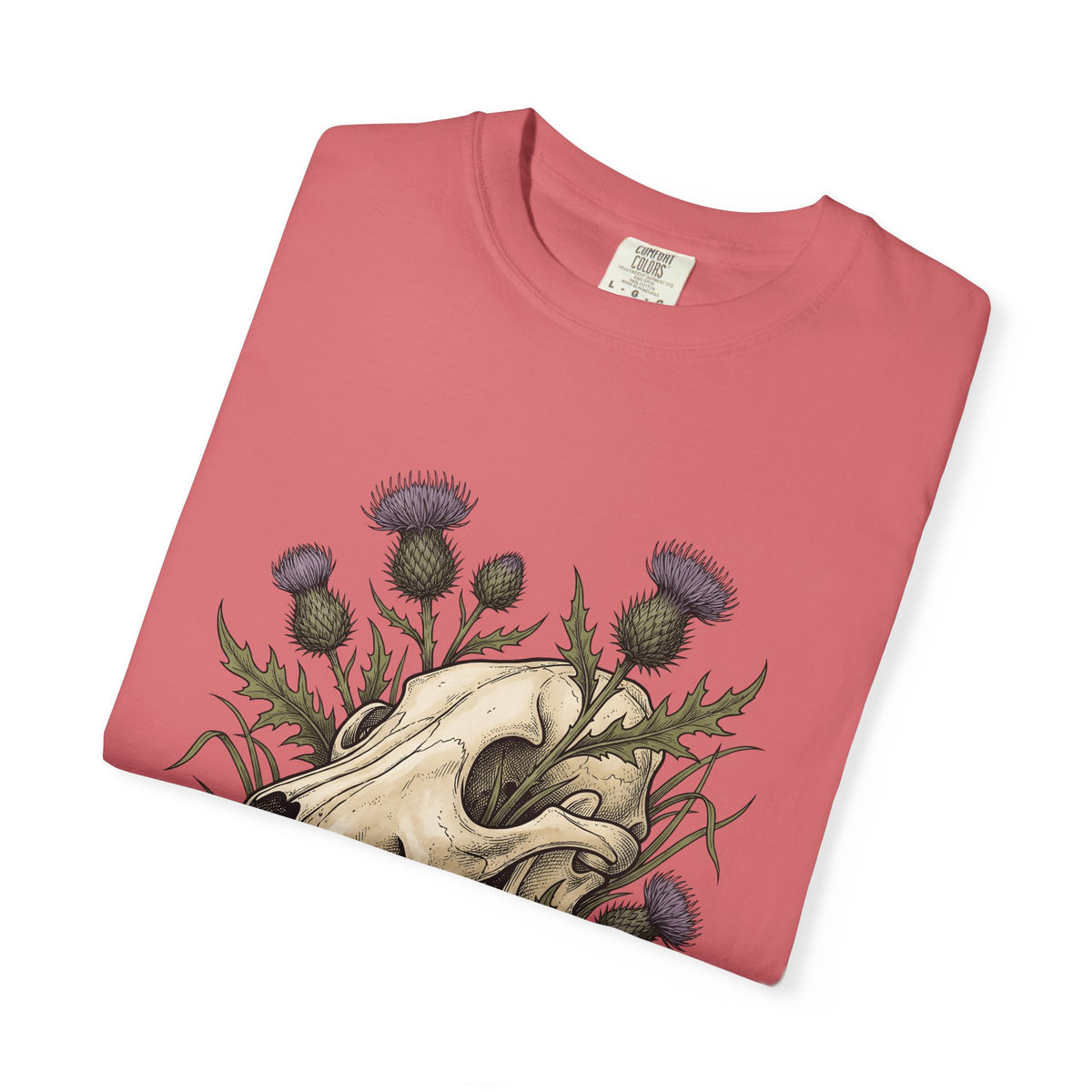 Animal Skull T-Shirt Animals & Flowers Spooky Gift Women Sketch T-Shirt Cranium T-Shirt Wildlife Fan Illustration Graphic T-Shirt Hand Drawn