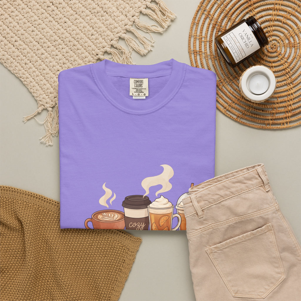Espresso Drinks T-Shirt Coffee Harvest Gift Women Cartoon T-Shirt Coffee T-Shirt Coffee Fan Illustrated Graphic Autumn Design Line Art Baked Goods