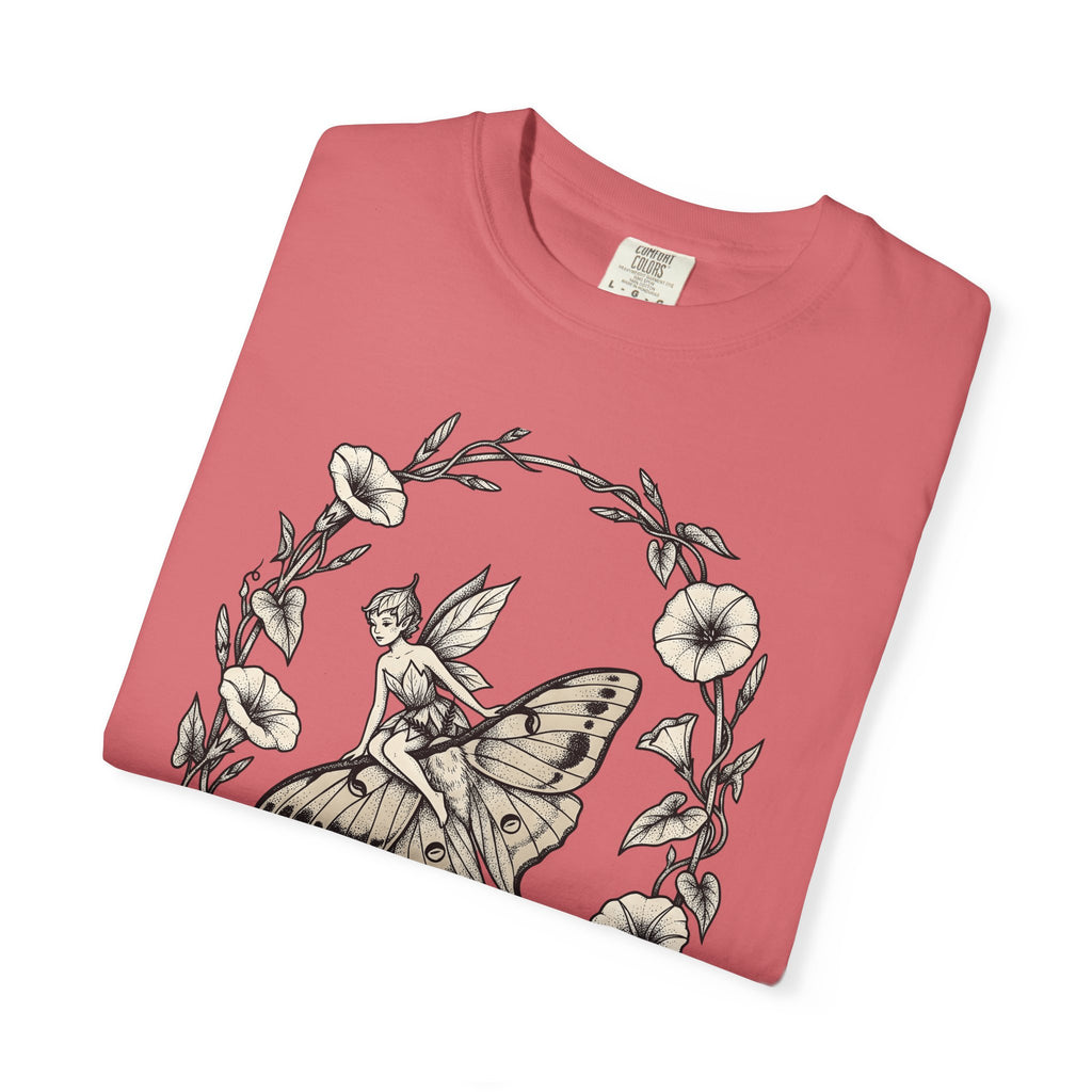 Butterfly Fairy T-Shirt Fairy Mythical Gift Women Nature T-Shirt Fairy T-Shirt Fae Fan Earthy T-Shirt Magical Graphic Antique Wreath T-Shirt