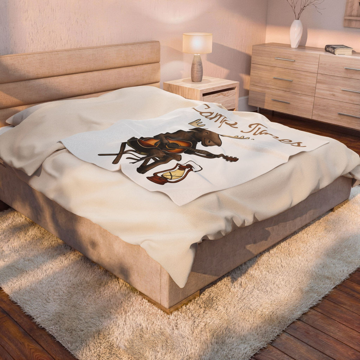 Moose Guitar Blanket Camping Music Gift Women Cute Blanket Guitar Blanket Camper Fan Adorable Blanket Music Graphic Hand Drawn Lantern Blanket