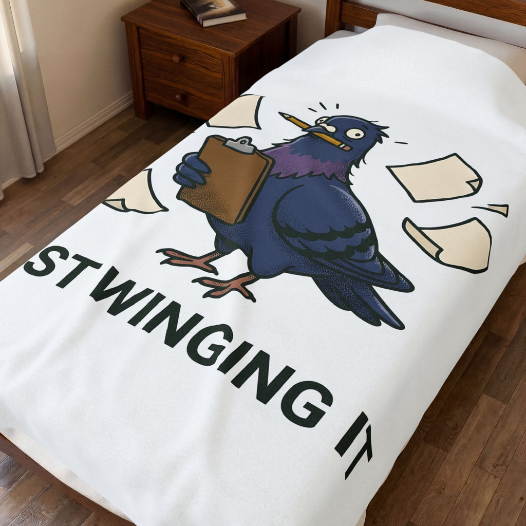 Pigeon Cartoon Blanket Funny Animal Gift Women Funny Blanket Dove Blanket Comedy Fan Squirrel Graphic Blanket Retro Clipboard Blanket