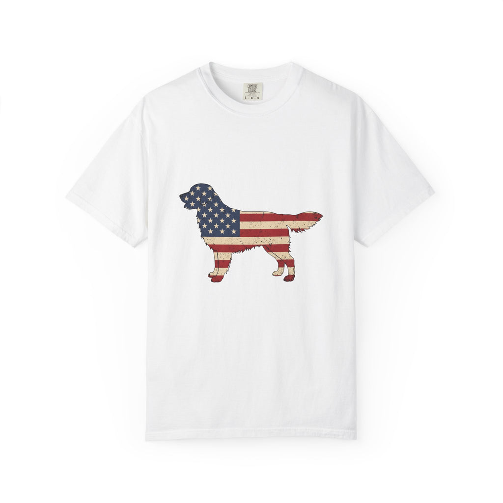 Golden Retriever America Canine Gift Sketch Retriever Patriot Fan Dog Drawing Cartoon American T-Shirt