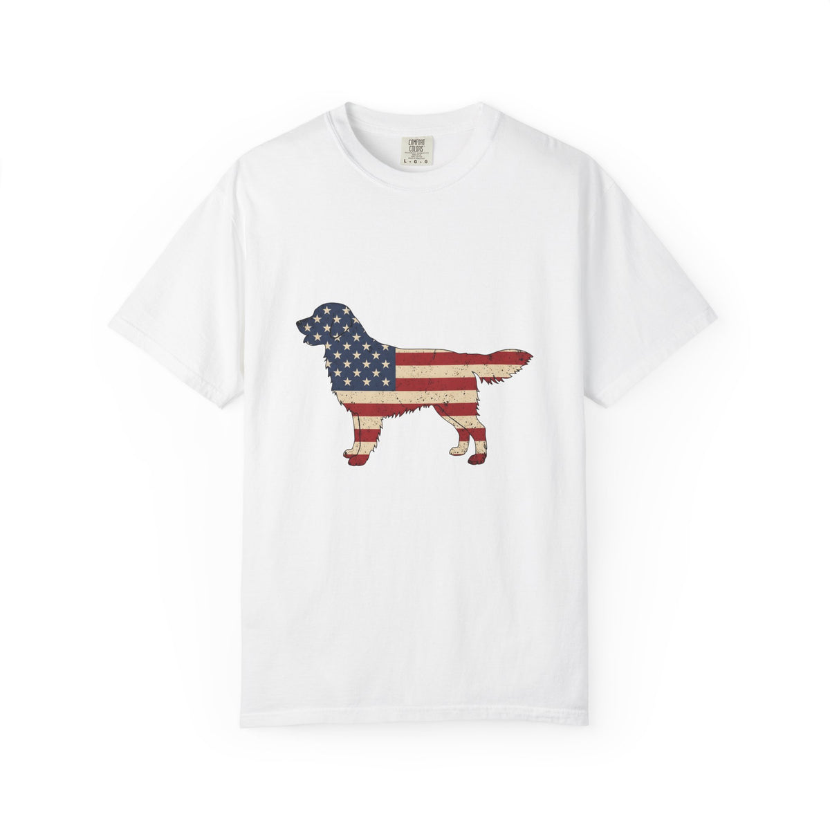 Golden Retriever America Canine Gift Sketch Retriever Patriot Fan Dog Drawing Cartoon American T-Shirt