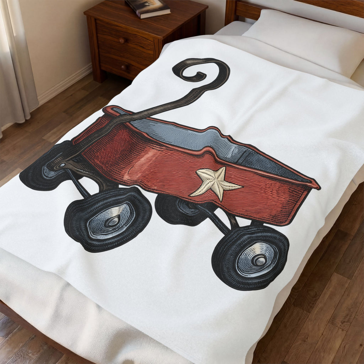 Red Wagon 4Th Of July Usa Gift Antique Cart Fireworks Fan Vintage American Line Blanket