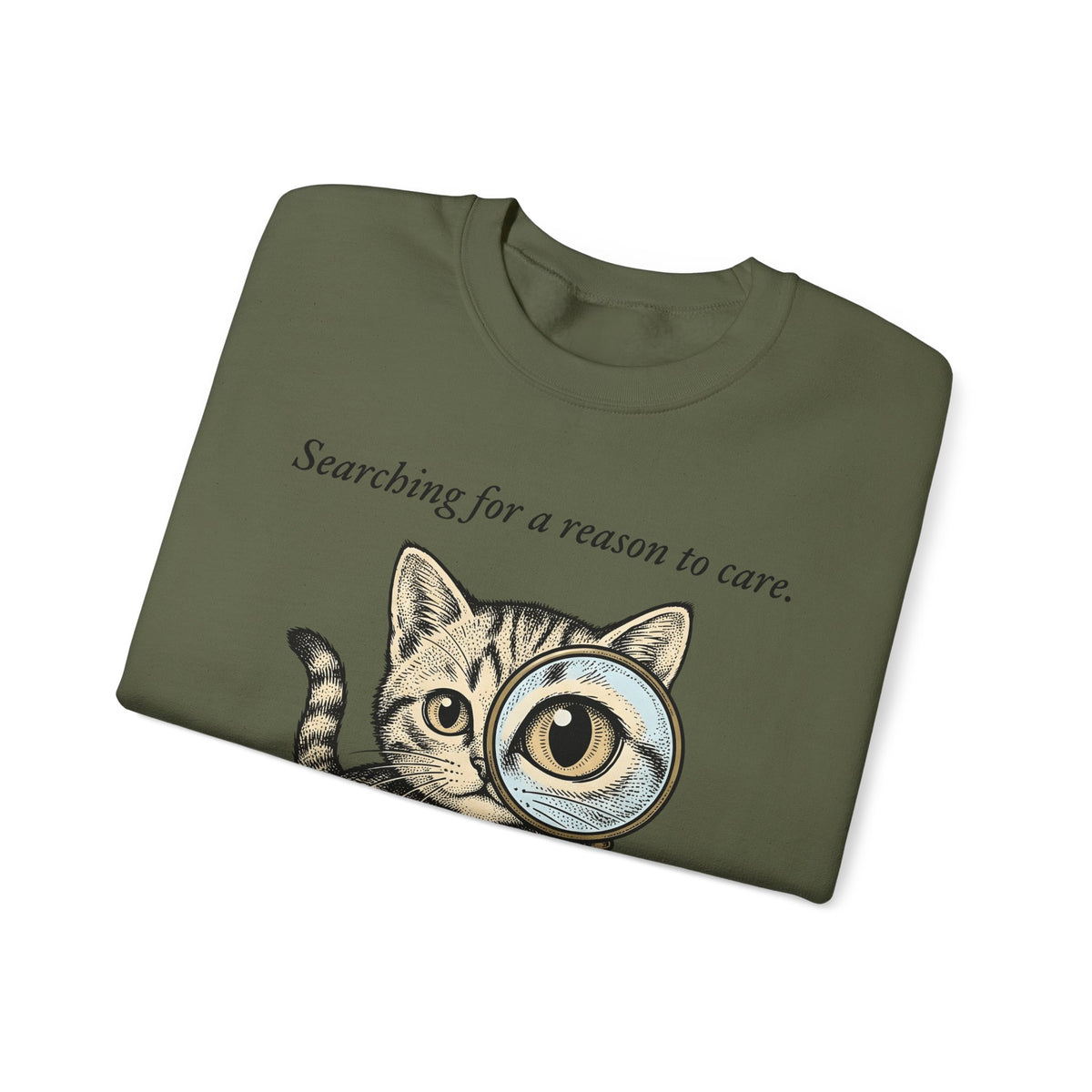 Tabby Cat Sweatshirt Cat Humor Gift Women Vintage Sweatshirt Kitty Sweatshirt Cat Fan Retro Sweatshirt Funny Graphic Hand Drawn Magnifying Glass Sweatshirt