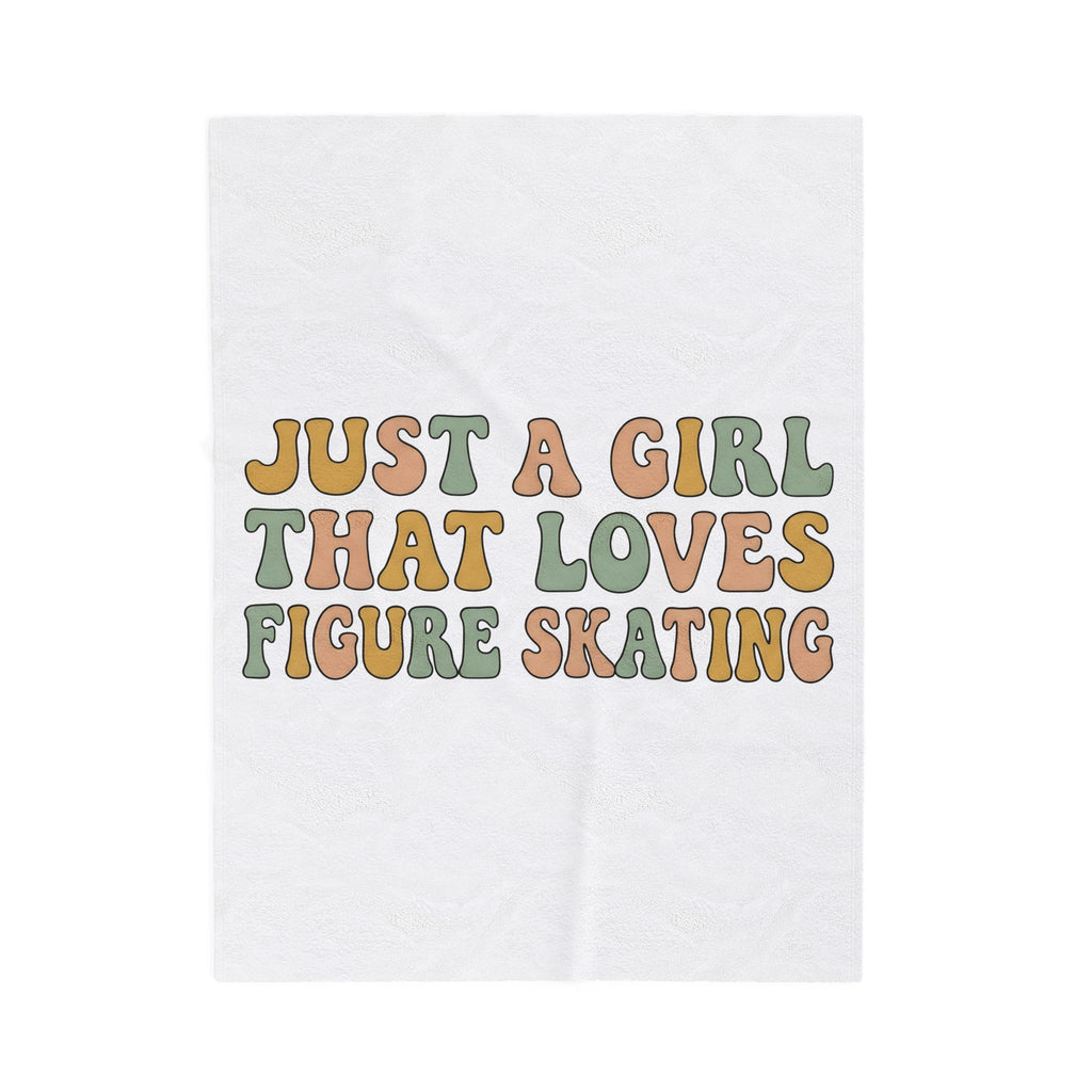 Classic Fun Font Blanket Figure Skating Sport Gift Women Cheerful Blanket Typography Blanket Skater Enthusiast Happy Blanket Athletic Graphic