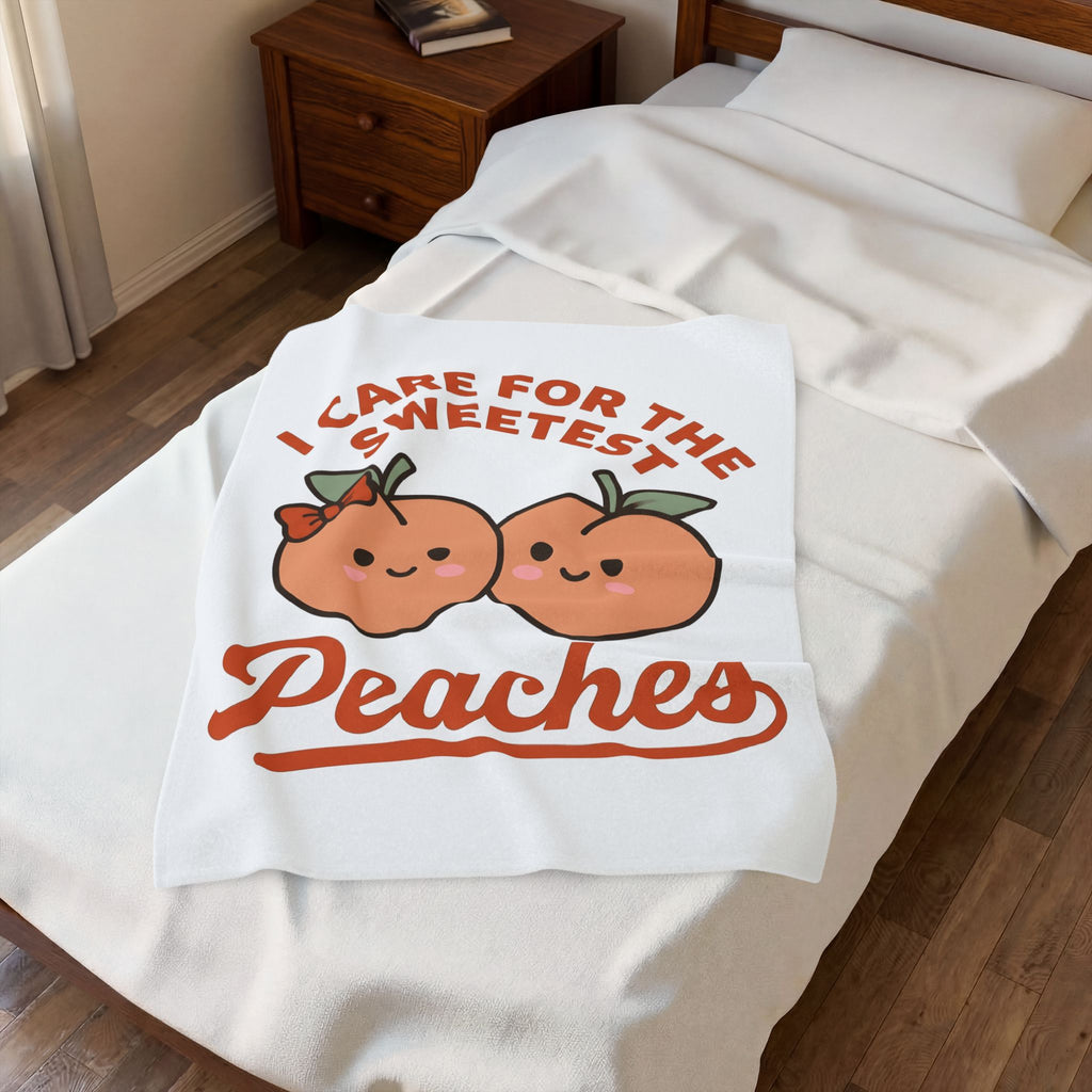 Adorable Peach Design Blanket Nurses Gratitude Gift Women Chibi Blanket Peach Blanket Nurse Enthusiast Cartoon Blanket Appreciation Graphic Comic
