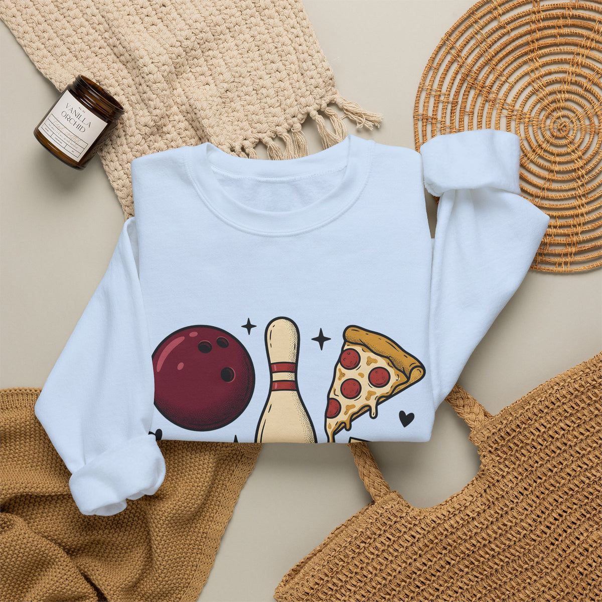 Bowling Ball Pins Sweatshirt Bowling Cuisine Gift Women Classic Sweatshirt Bowling Pins Sweatshirt Bowler Fan Vintage Sweatshirt Food Graphic Old School