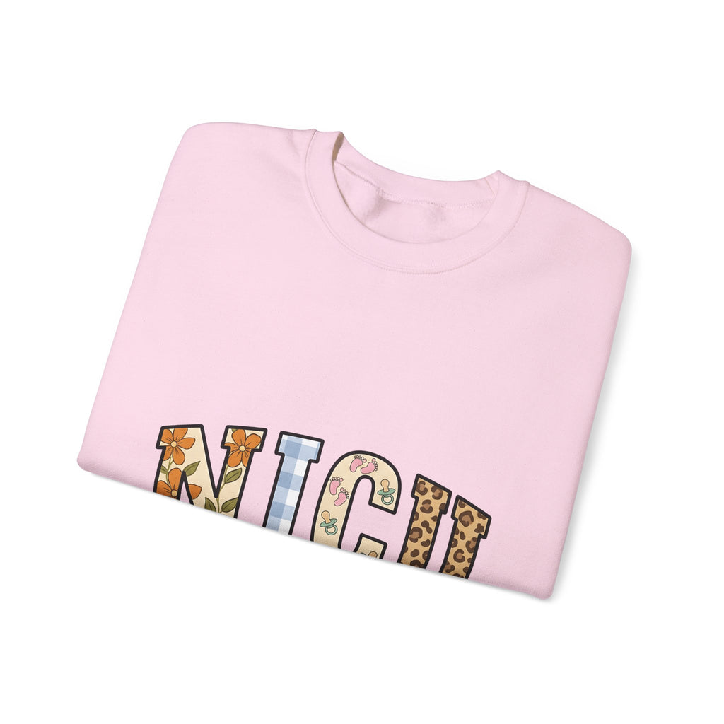 Nicu Letters Pattern Sweatshirt Nurses Baby Gift Women Playful Sweatshirt Neon Letters Sweatshirt Nurse Practitioner Enthusiast Whimsical Sweatshirt Infant
