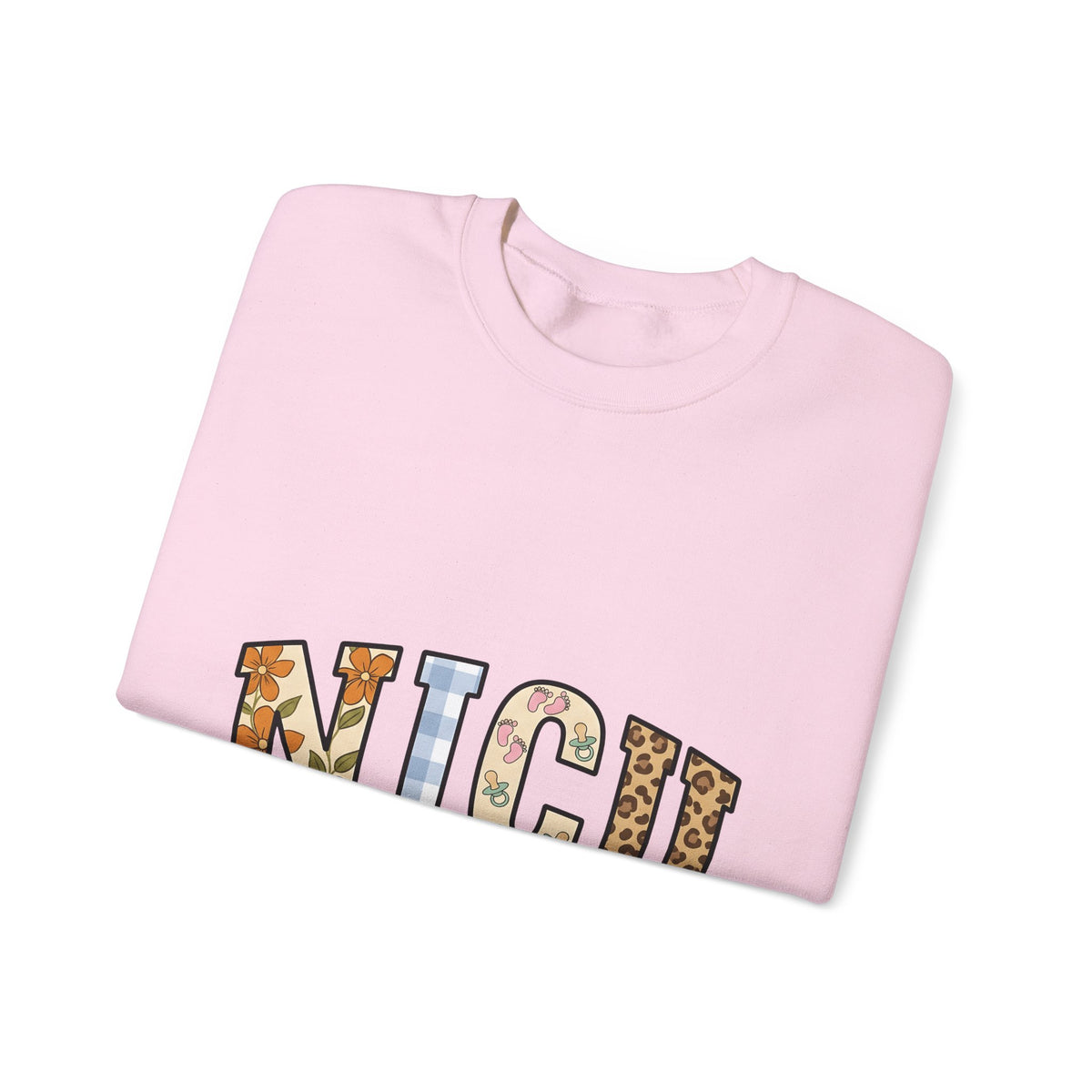 Nicu Letters Pattern Sweatshirt Nurses Baby Gift Women Playful Sweatshirt Neon Letters Sweatshirt Nurse Practitioner Enthusiast Whimsical Sweatshirt Infant