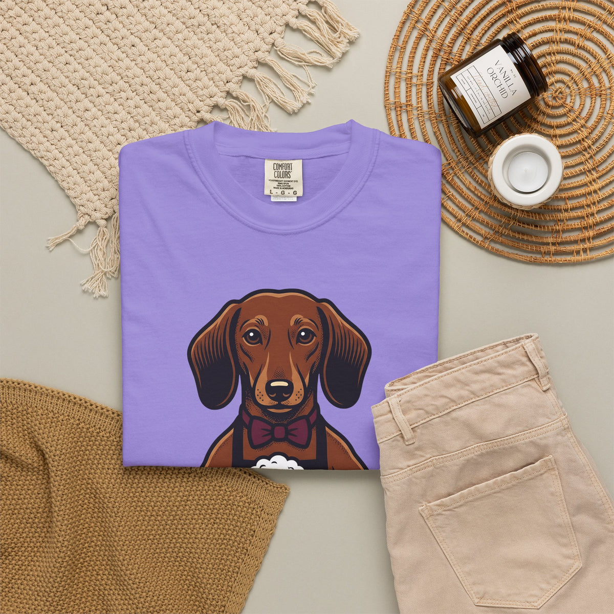 Dachshund Beer T-Shirt Dog Humor Gift Women Cartoon T-Shirt Wiener Dog T-Shirt Dog Fan Comic T-Shirt Funny Graphic Vintage Bow Tie T-Shirt