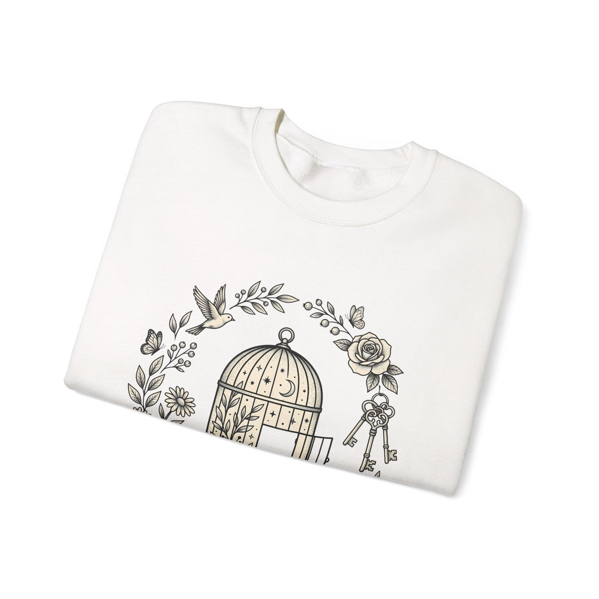 Cage Bird Sweatshirt Floral Environment Gift Women Earthy Sweatshirt Aviary Sweatshirt Flower Fan Botanical Sweatshirt Eco Graphic Antique Bloom Sweatshirt