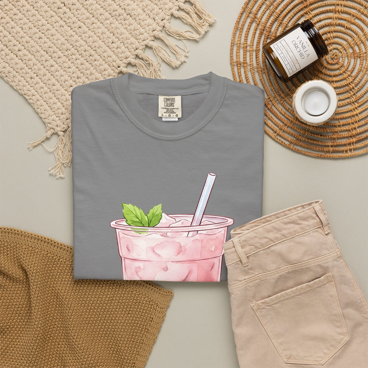 Strawberry Boba Tea T-Shirt Drinks Gastronomy Gift Women Gouache T-Shirt Boba Tea T-Shirt Beverage Fan Watercolor T-Shirt Foodie Graphic Clean Mint