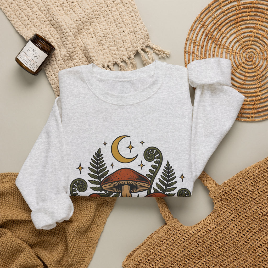 Mushroom Drawing Sweatshirt Nature Garden Gift Women Hippie Sweatshirt Fungus Sweatshirt Outdoors Fan Psychedelic Sweatshirt Yard Graphic Classic Frond Sweatshirt