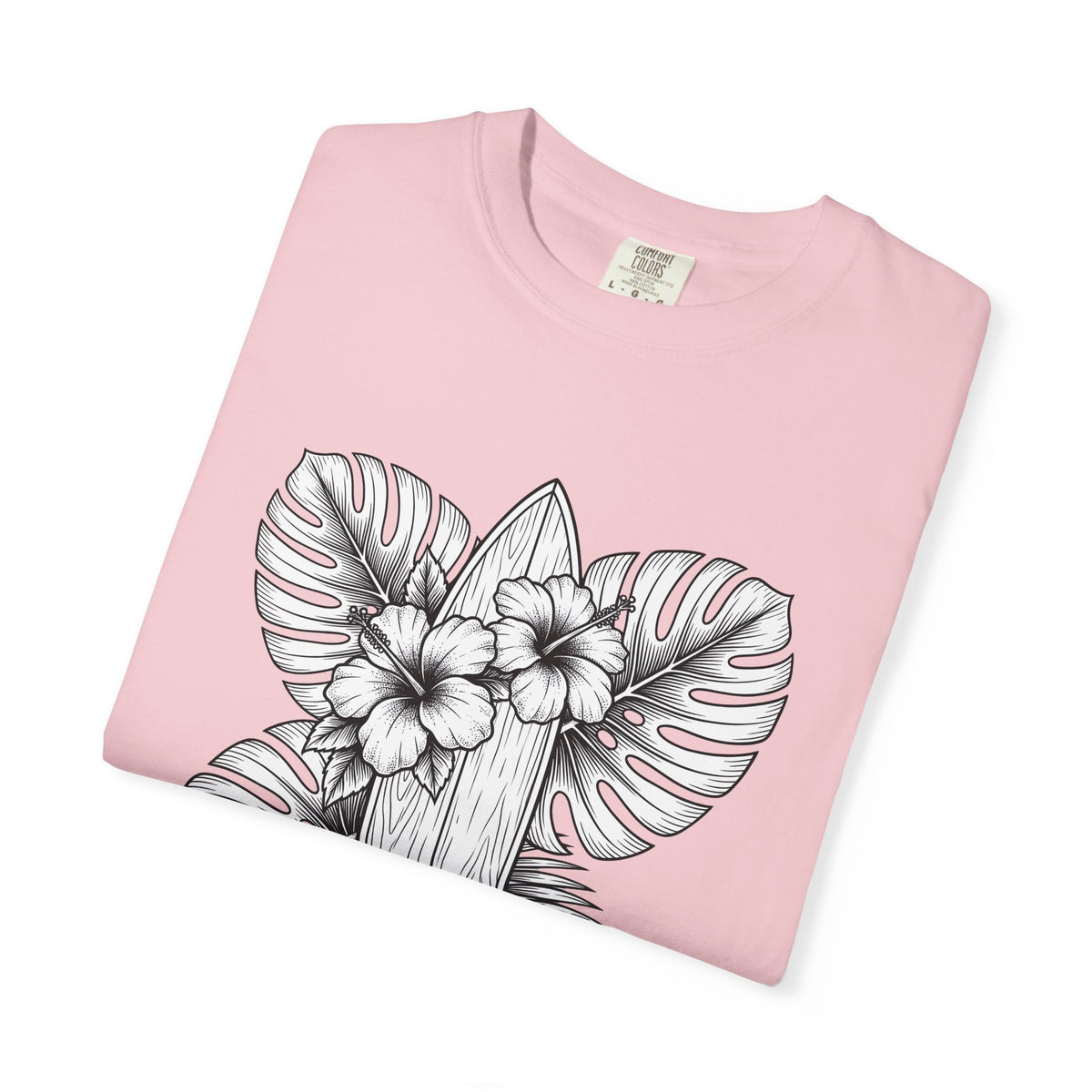 Surfboard Petals T-Shirt Surfing Shore Gift Women Drawing T-Shirt Surfboards T-Shirt Surfer Fan Illustration Graphic Nature Flower T-Shirt