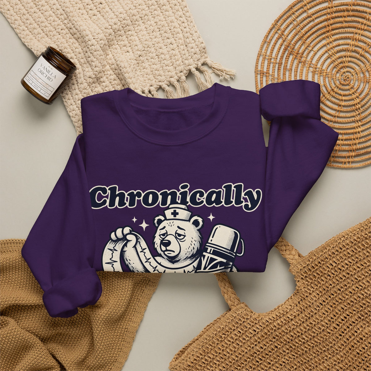 Nurse Bear Sweatshirt Nurses Humor Gift Women Vintage Sweatshirt Teddy Bear Sweatshirt Nursing Enthusiast Retro Sweatshirt Funny Graphic Hand Drawn Coffee Sweatshirt