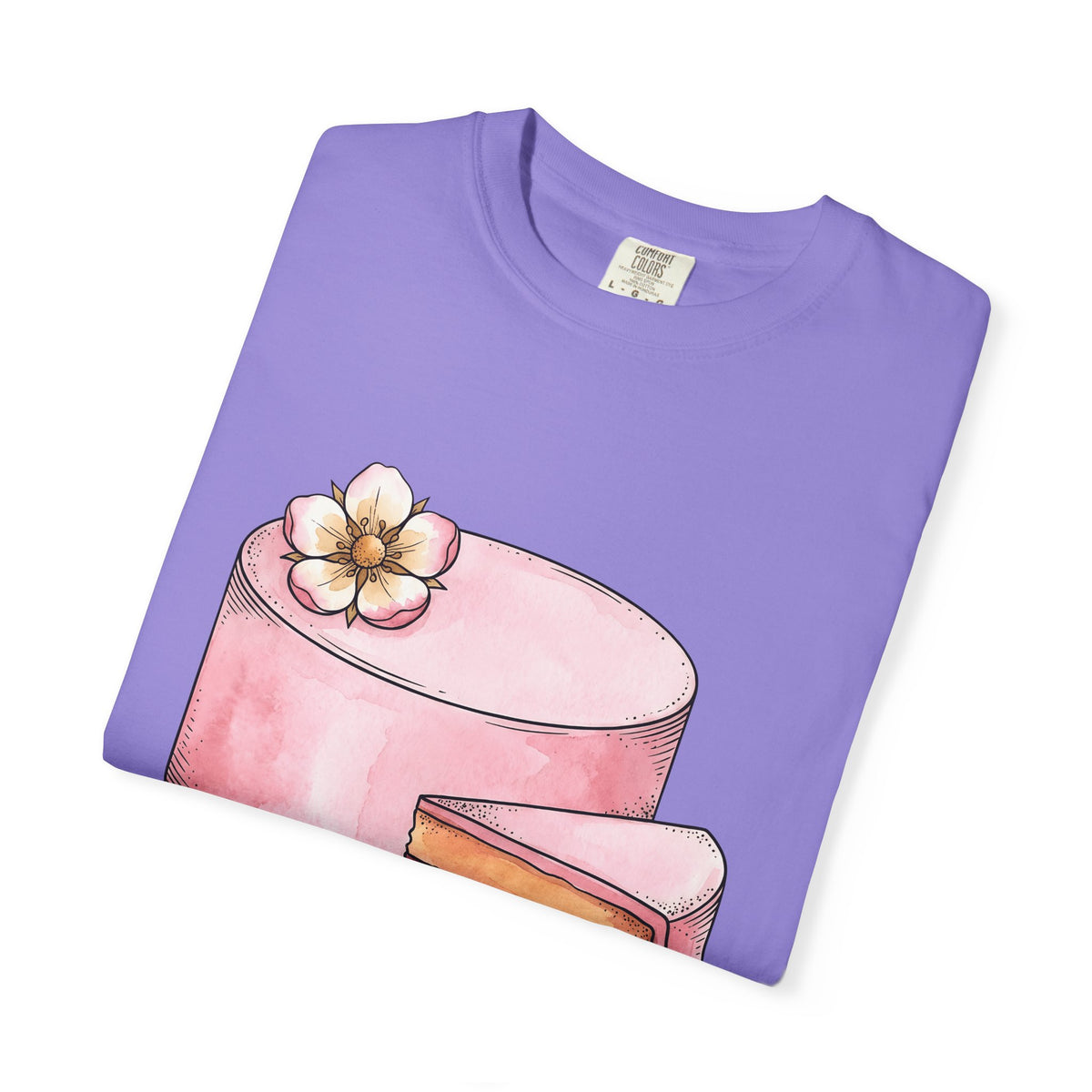 Layered Cake T-Shirt Desserts Pastries Gift Women Illustration T-Shirt Cake T-Shirt Sweets Fan Drawing Design Line Art Floral T-Shirt