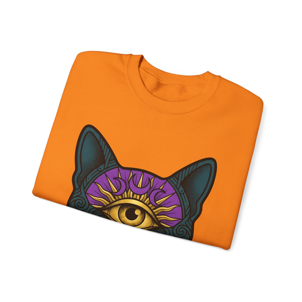 Cat Head Sweatshirt Cat Occult Gift Women Surreal Sweatshirt Kitty Sweatshirt Feline Fan Abstract Sweatshirt Mystical Graphic Tribal Jewels Sweatshirt