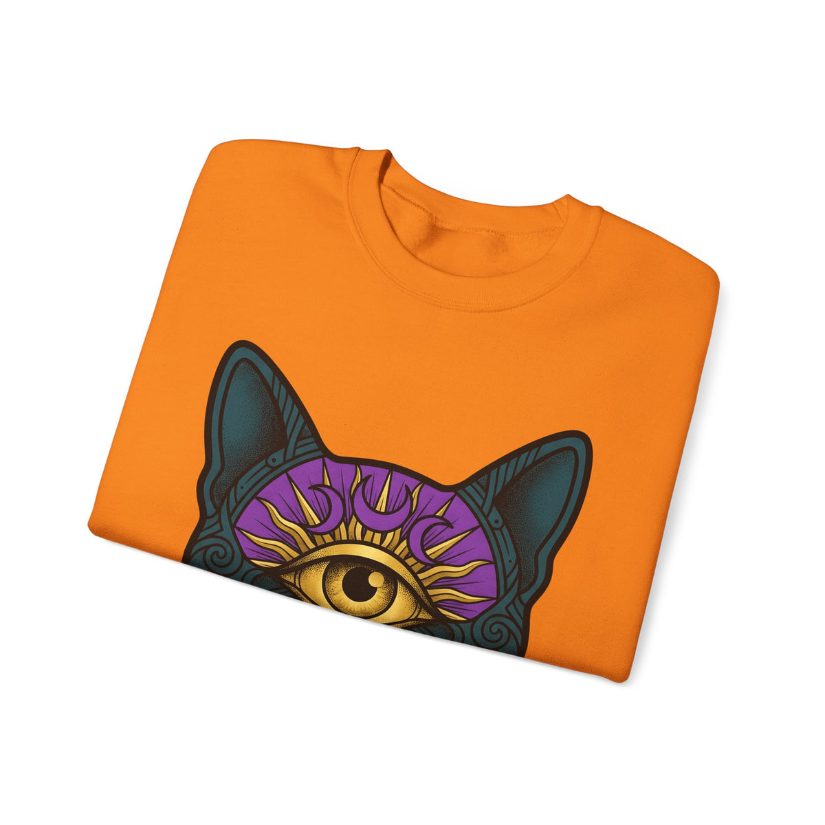 Cat Head Sweatshirt Cat Occult Gift Women Surreal Sweatshirt Kitty Sweatshirt Feline Fan Abstract Sweatshirt Mystical Graphic Tribal Jewels Sweatshirt