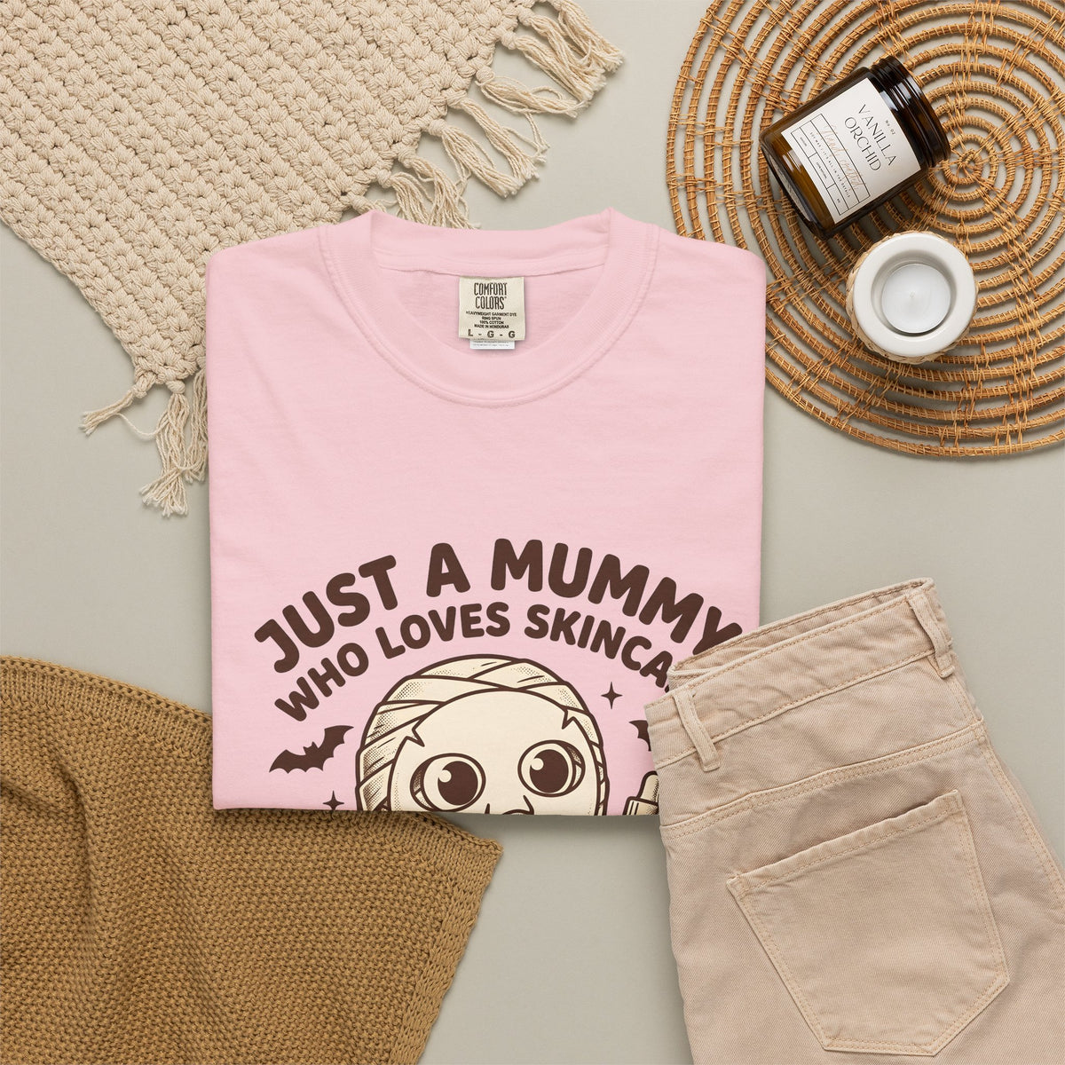 Mummy Costume T-Shirt Halloween Makeup Gift Women Animated T-Shirt Wrap T-Shirt Horror Fan Cartoon T-Shirt Cosmetics Graphic