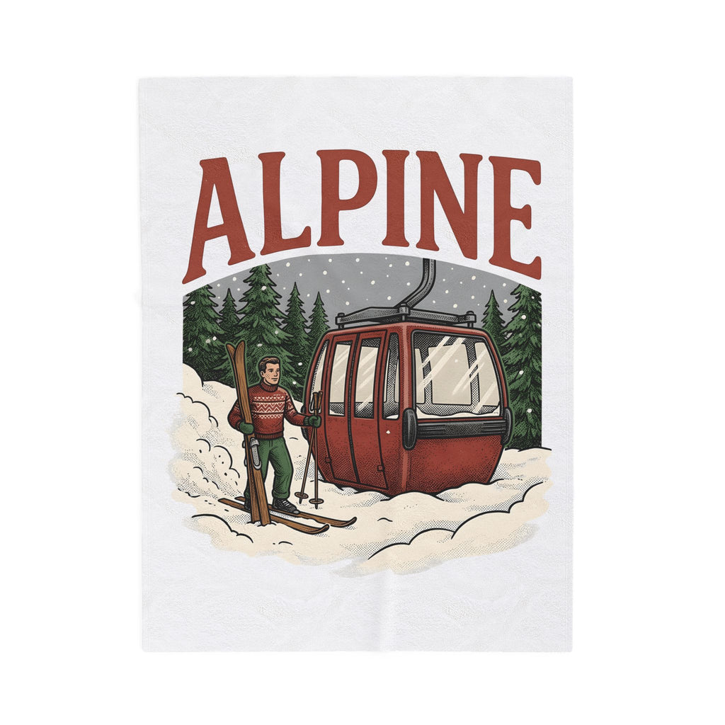 Ski Lift Blanket Christmas Winter Gift Women Vintage Blanket Chairlift Blanket Holiday Fan Retro Blanket Frosty Graphic Hand Drawn Evergreen Trees