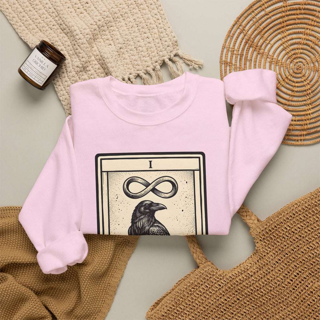 Raven Tarot Deck Sweatshirt Boho Chic Occult Gift Women Old School Sweatshirt Tarot Card Sweatshirt Bohemian Fan Vintage Sweatshirt Mystical Graphic Enchanted