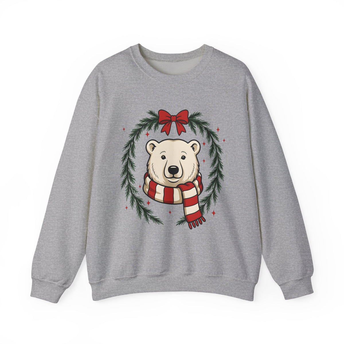 Arctic Bear Sweatshirt Christmas Wildlife Gift Women Comic Sweatshirt Polar Bear Sweatshirt Xmas Fan Cartoon Sweatshirt Animal Graphic Sketch Garland Sweatshirt