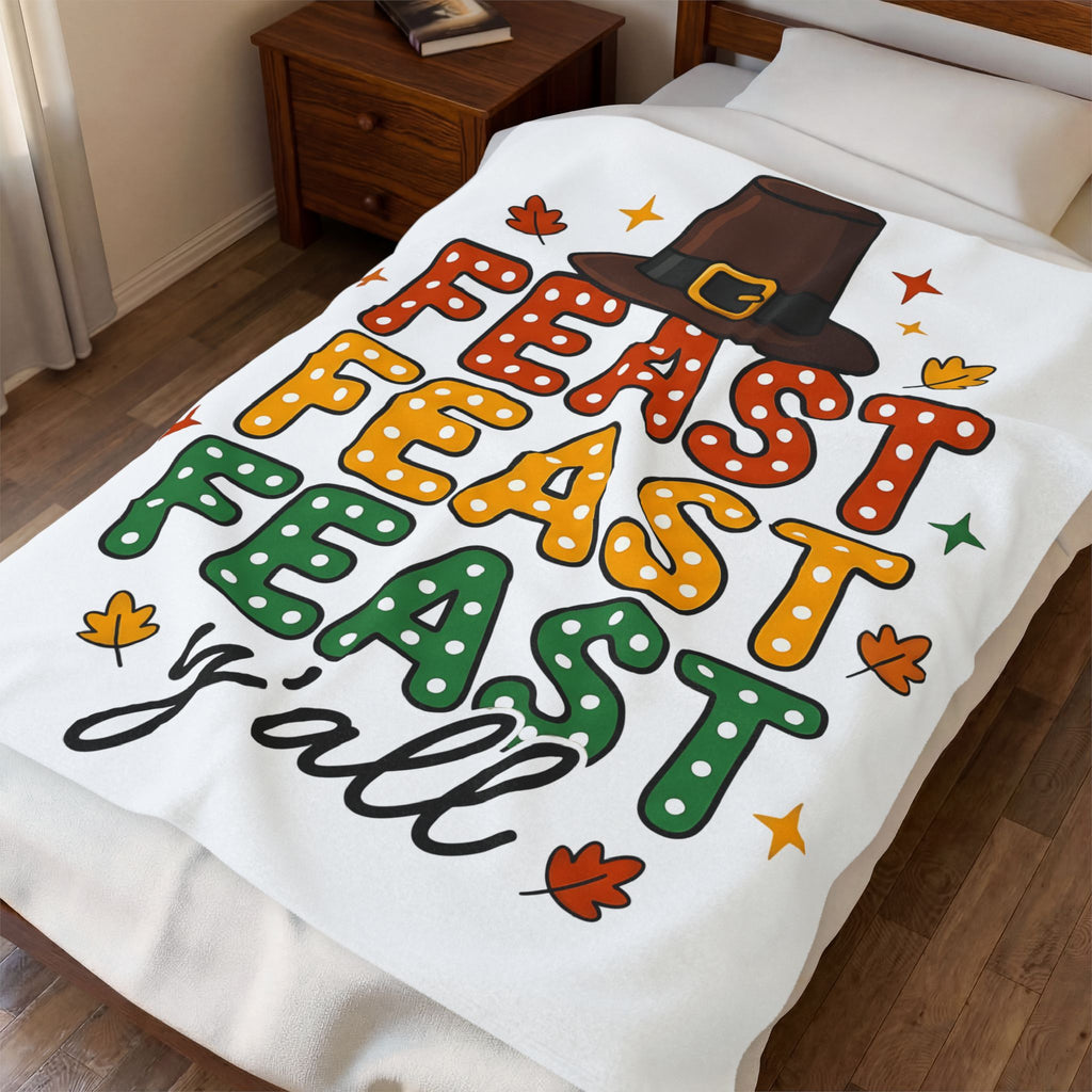 Colonial Hat Blanket Thanksgiving Kinship Gift Women Caricature Blanket Tricorn Blanket Harvest Fan Cartoon Blanket Family Graphic Rich Orange
