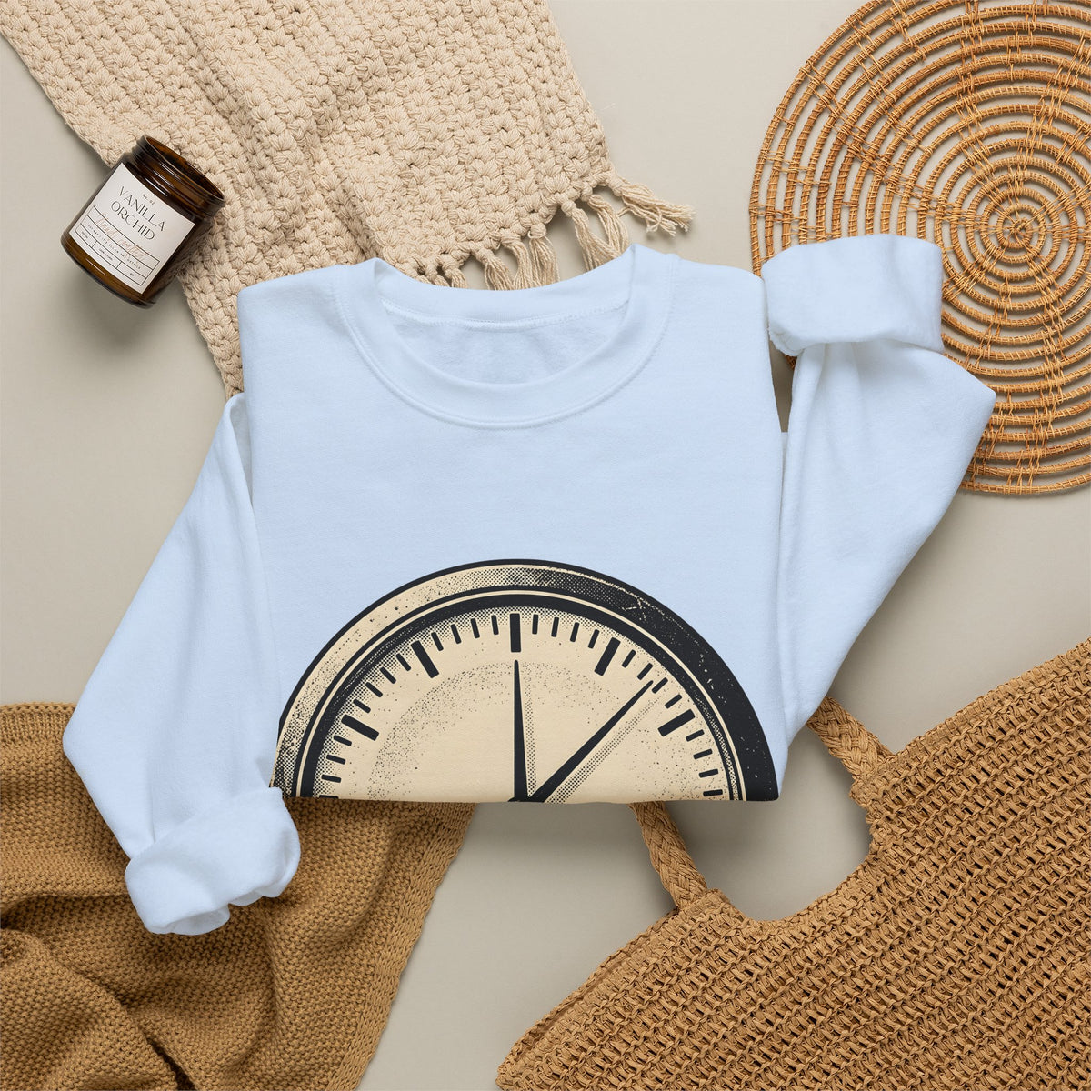 Analog Clock Sweatshirt Sports Encouragement Gift Women Aged Sweatshirt Timepiece Sweatshirt Athlete Fan Vintage Sweatshirt Motivational Graphic Clean Clock
