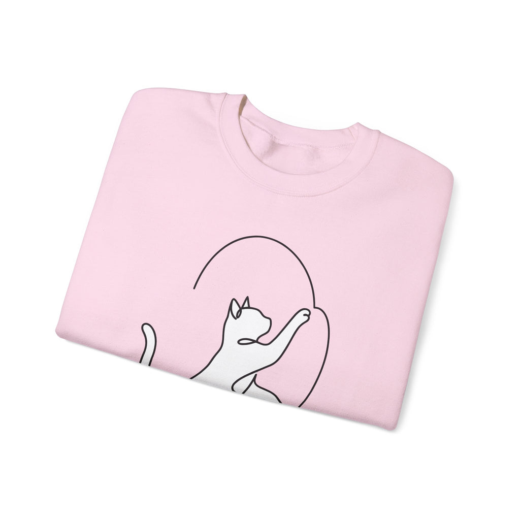 Cat Sketch Sweatshirt Cat Creatures Gift Women Basic Sweatshirt Kitten Sweatshirt Cat Fan Feline Sweatshirt Simple Illustration Animal Graphic Geometric Heart