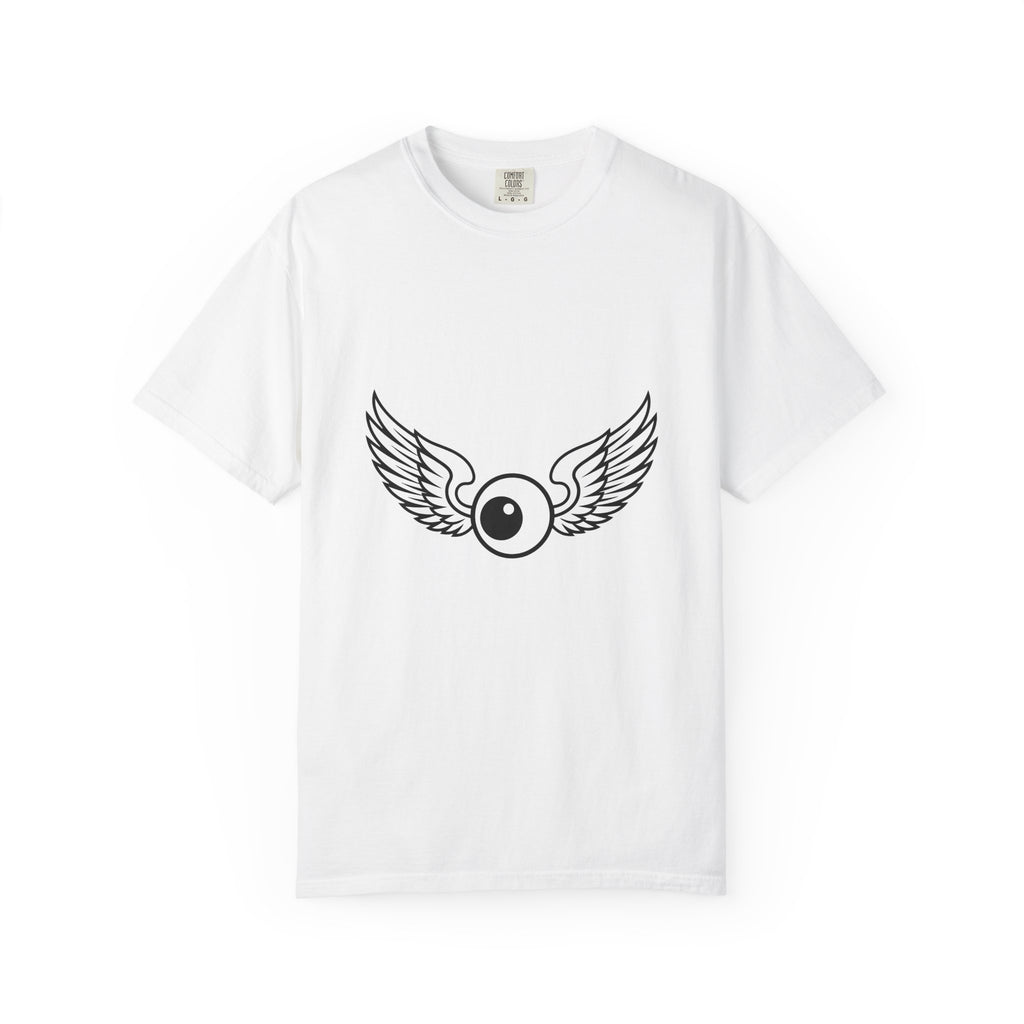 Winged Eye T-Shirt Cute Mythical Gift Women Outline Drawing T-Shirt Eye Symbol T-Shirt Adorable Fan Symbolic T-Shirt Magical Graphic Basic Wings