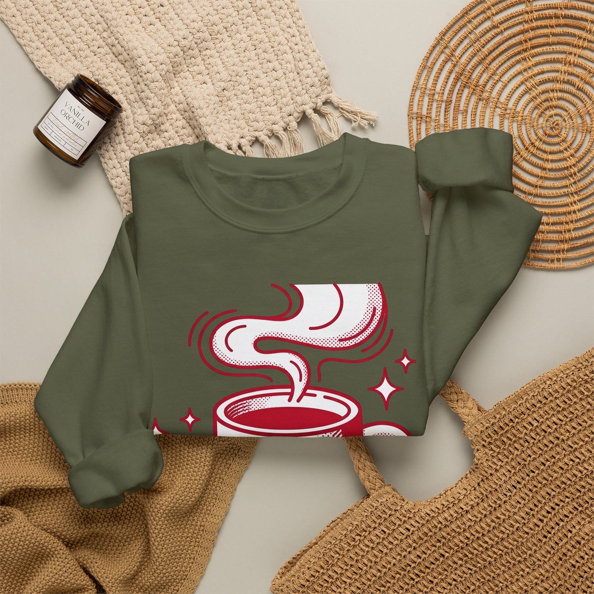 Coffee Cup Sweatshirt St. Valentine's Day Coffee Gift Women Pop Art Sweatshirt Sweatshirt Sweatshirt Valentine Fan Pop Art Sweatshirt Coffee Design Retro Stars Sweatshirt