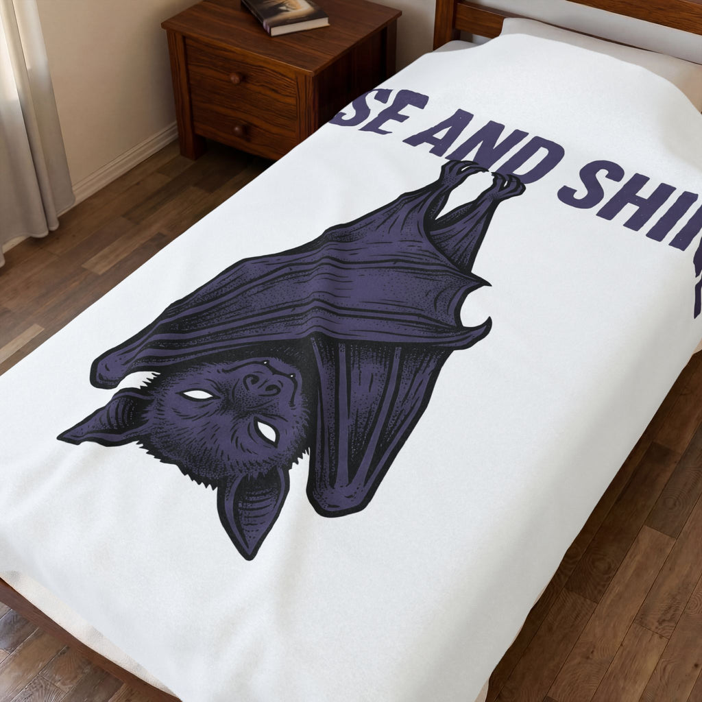Bat Blanket Funny Gothic Gift Women Hand Drawn Blanket Flying Fox Blanket Comedy Fan Illustrated Blanket Dark Graphic Vintage Humor Blanket