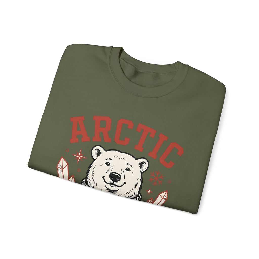 White Bear Sweatshirt Christmas Cold Season Gift Women Comic Sweatshirt Polar Bear Sweatshirt Winter Fan Cartoon Sweatshirt Frost Graphic Retro Ice Crystals