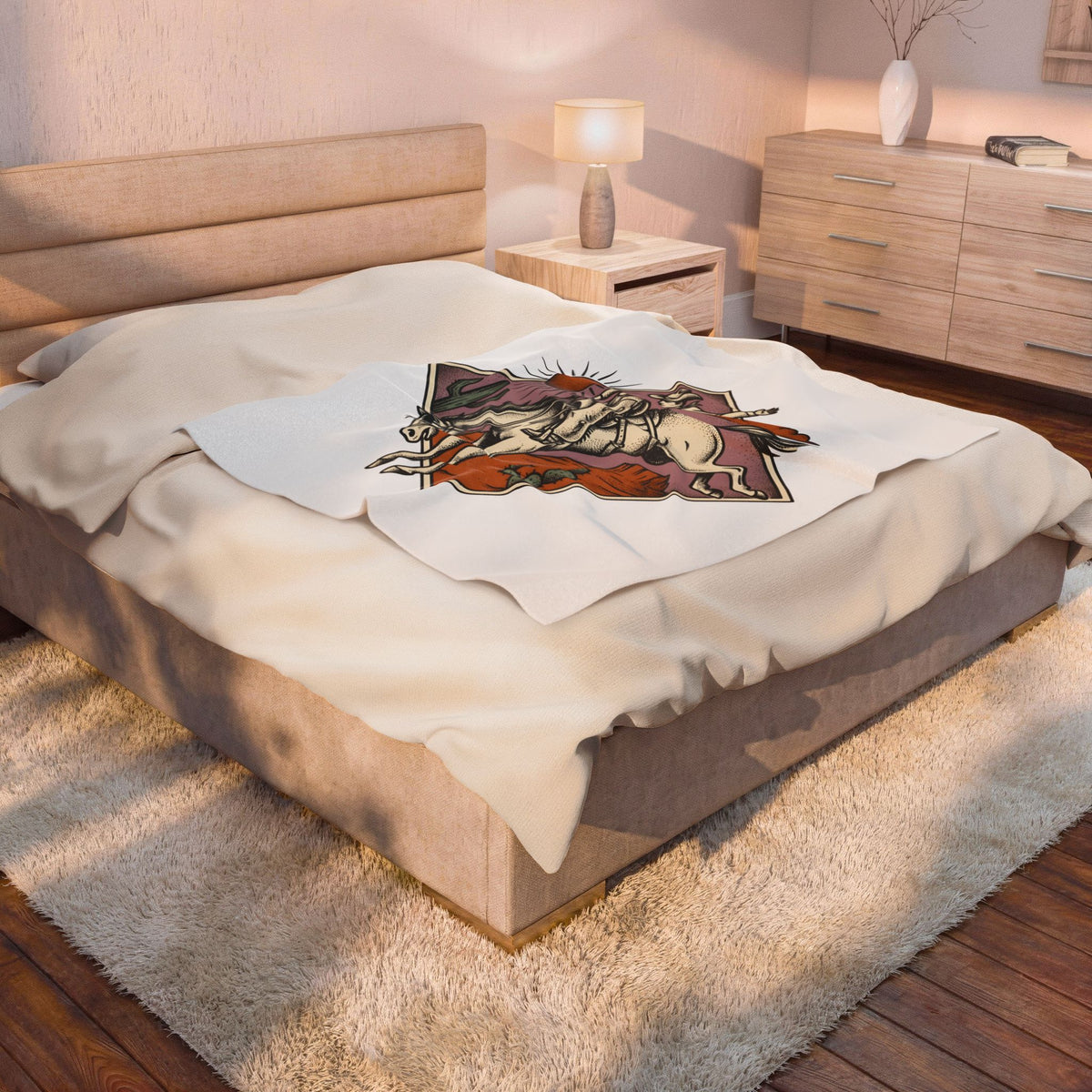 Bronc Rider Blanket Cowgirl Ranch Gift Women Sketch Blanket Rough Rider Blanket Cowboy Fan Rodeo Blanket Farm Graphic Tribal Desert Plant Blanket