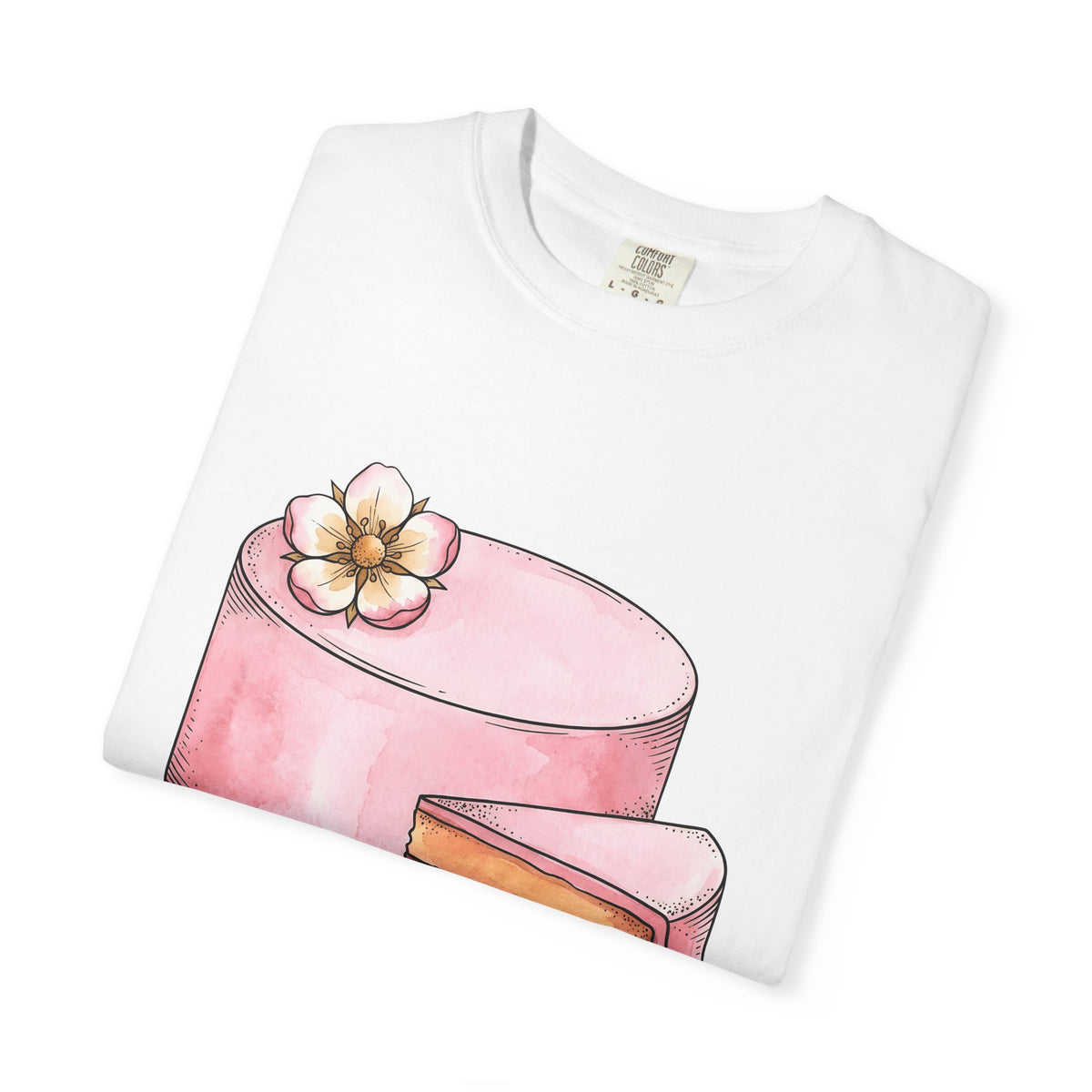 Layered Cake T-Shirt Desserts Pastries Gift Women Illustration T-Shirt Cake T-Shirt Sweets Fan Drawing Design Line Art Floral T-Shirt